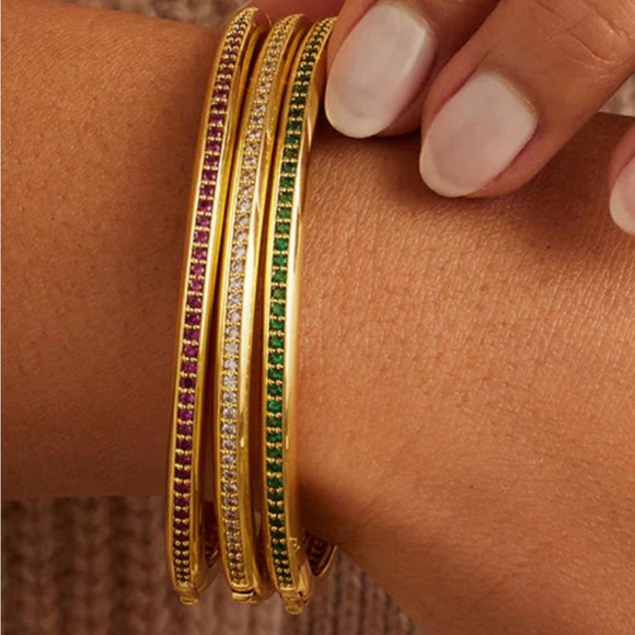 Gorjana Paseo Shimmer Cuff Bracelet - Emerald(MSRP $110) - Picture 1 of 7